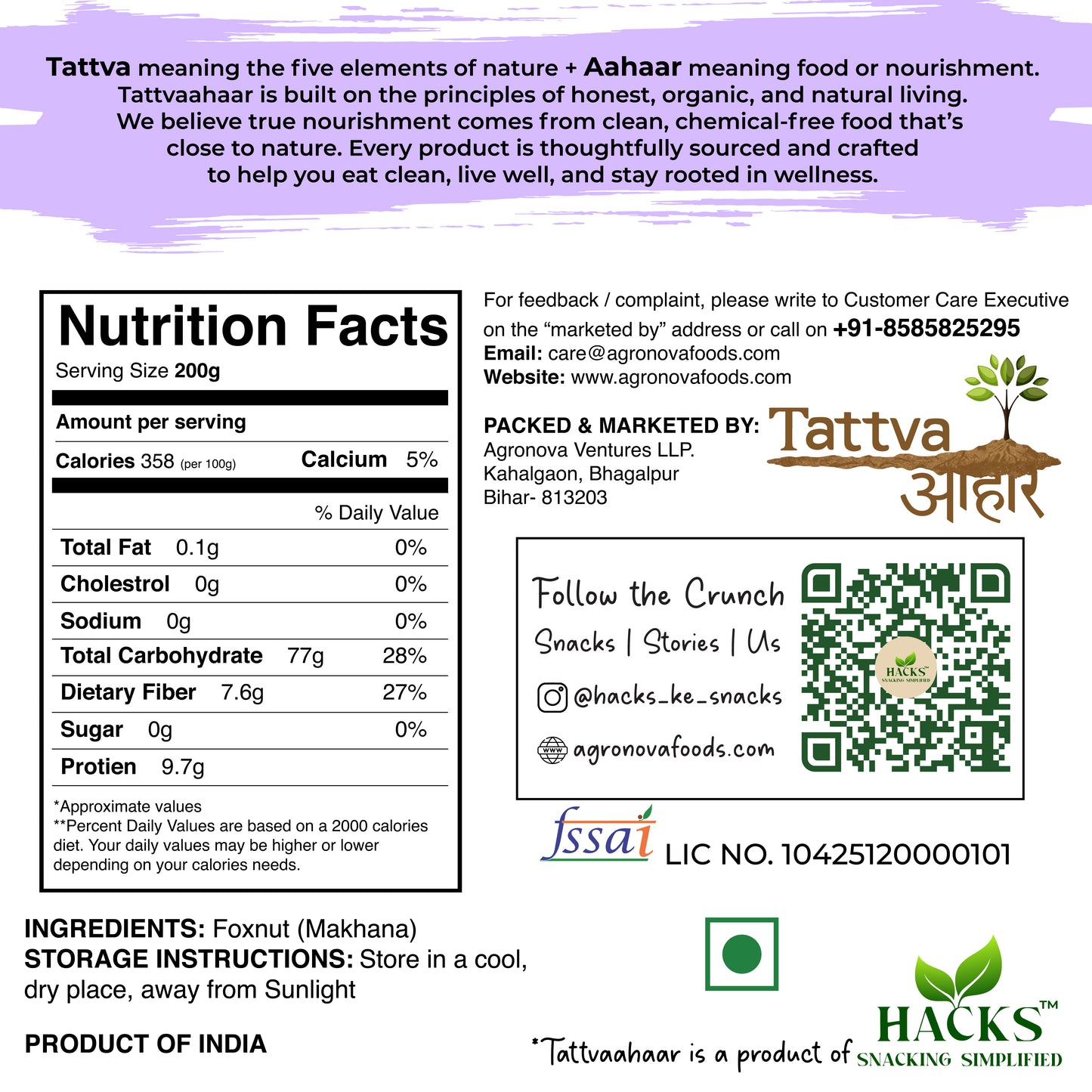 Tattva Aahaar by Hacks™ Phool Makhana 100