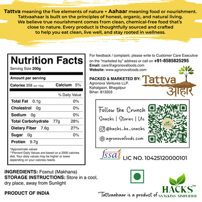 Tattva Aahaar by Hacks™ Premium Phool Makhana 250g